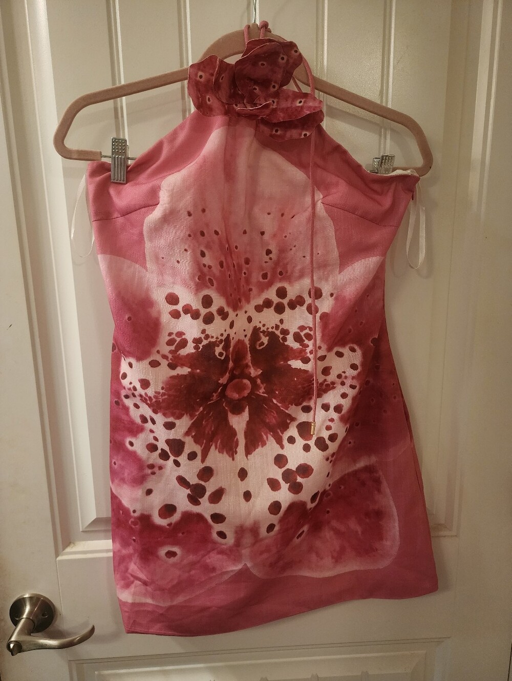 Sunfere Veronica Floral Applique Halter Mini Dress